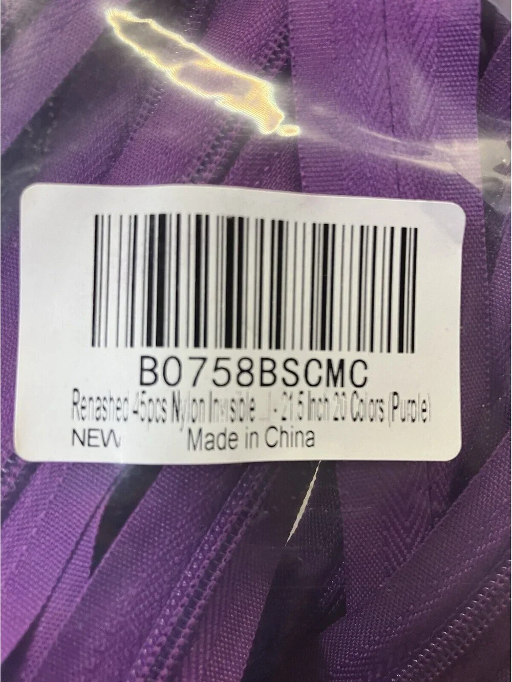 45Pcs 21.5 Inch Nylon Invisible Zippers for Tailor Sewer Sewing Dark Purple